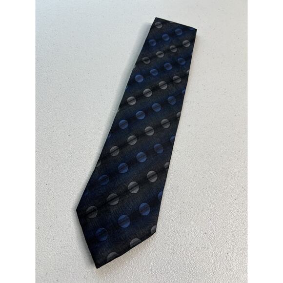 Lamberti Black, Gray, Blue Polka Dot Pattern 100% Silk Tie Made in Italy NWOT - Picture 3 of 7